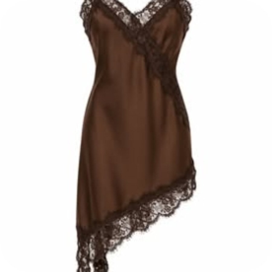 Vestido lencero satinado marrón
